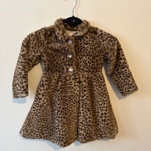 Toddler Girls Leopard Print Faux Fur Coat – Size 4